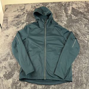 Lululemon Fleece Softshell Jacket Men's XL Teal Blue Hooded Full Zip Athletic